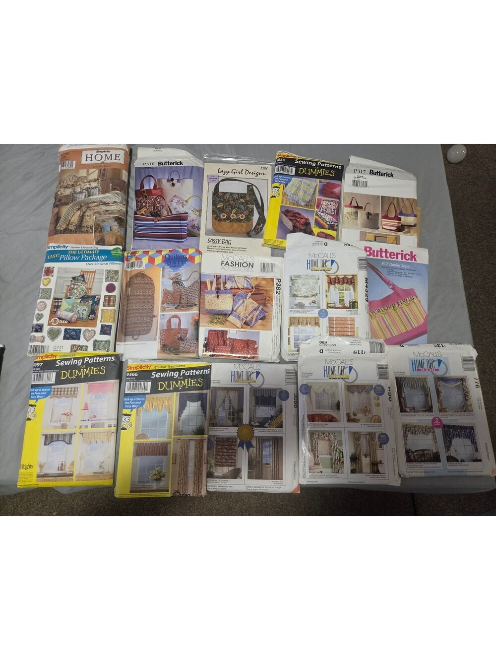 Vintage Sewing Patterns Lot Home Decor Curtains Valances Bags Pillows Crafts